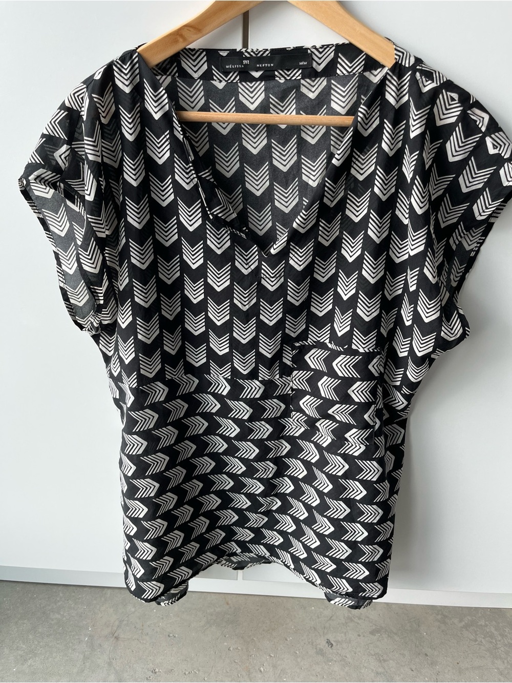 MELISSA NEPTON Black & White Chevron Blouse